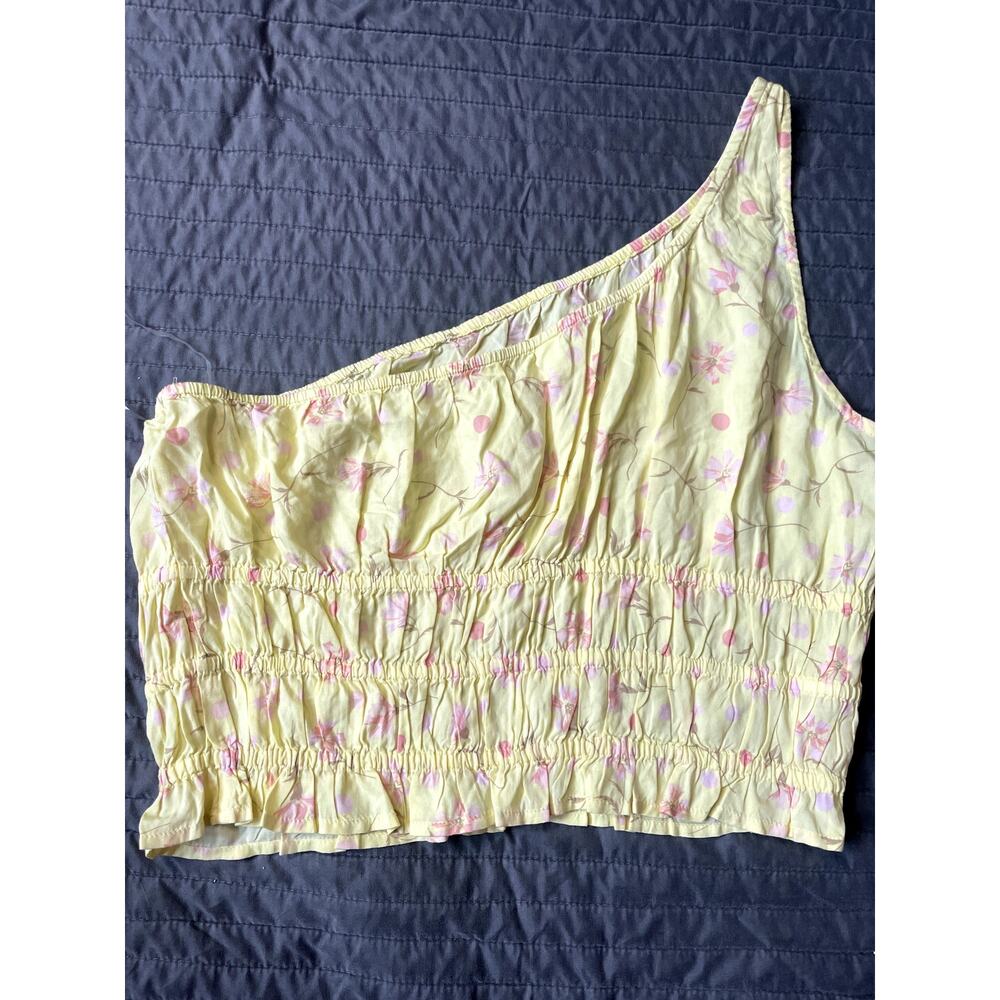 BP. Nordstrom Yellow Floral One Shoulder Smocked Top Plus Size 1X